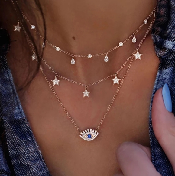 Jewelry - Boho All Seeing Eye Layered Pendant Necklace
